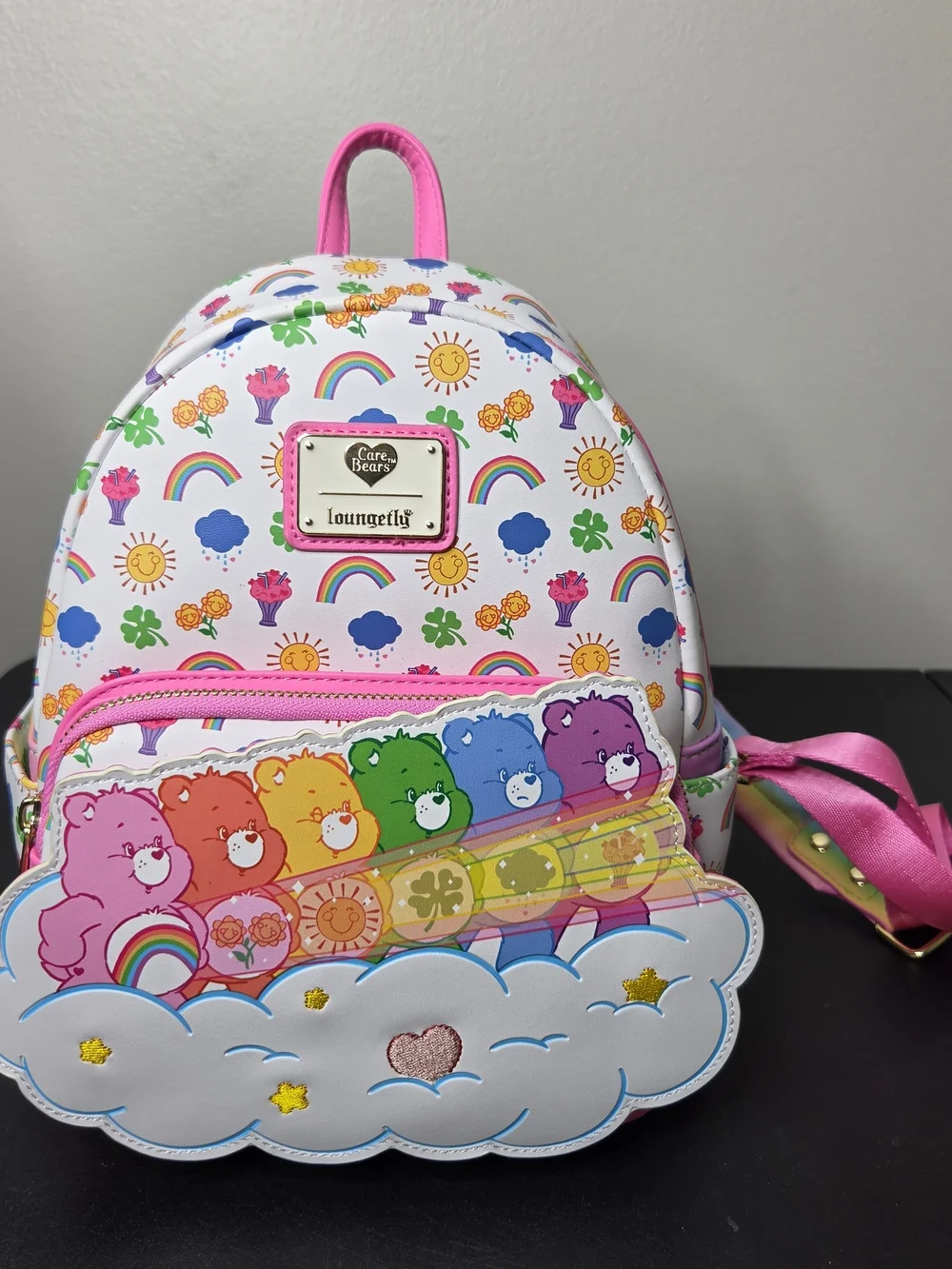 Loungefly Care Bears Stare Rainbow White & Pink Mini Backpack